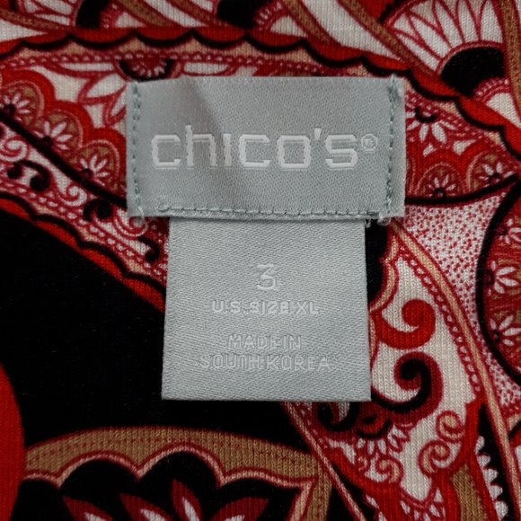 Chico’s Spicy Red Paisley Layering Tee - Picture 11 of 14